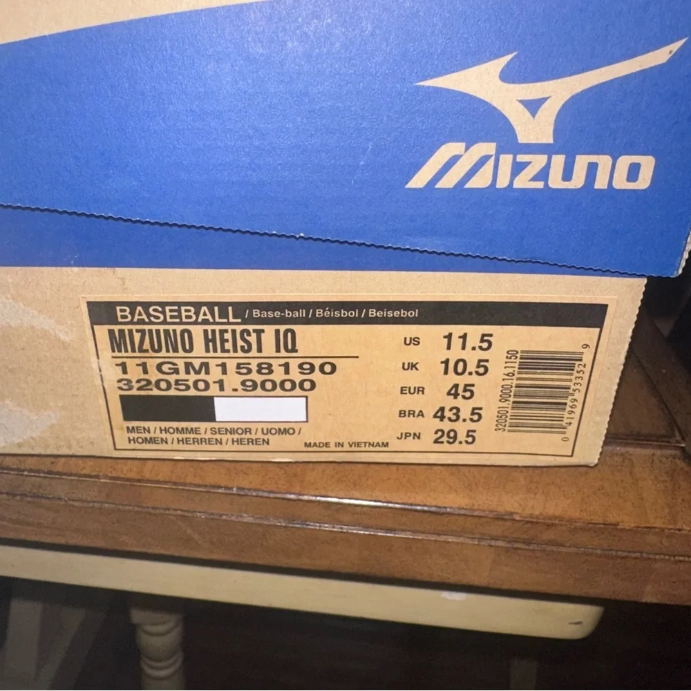 Mizuno Baseball Cleats Mens 11.5 Black Excellent Metal Spikes 11GM158190 - Picture 10 of 10